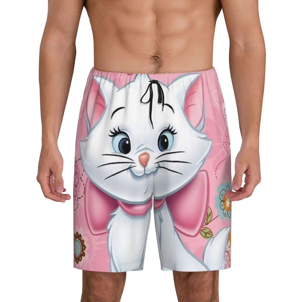 

Custom Print Cartoon Aristocats Animation Marie Cat Pajama Shorts for Men Sleepwear Bottoms Sleep Short Pjs with Pockets