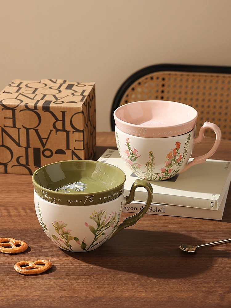 

Ретро-кружка для кофе большой емкости, французский стиль, подарок для пар, на день рождения женщине, винтажный дизайн, кружки Bear Valley