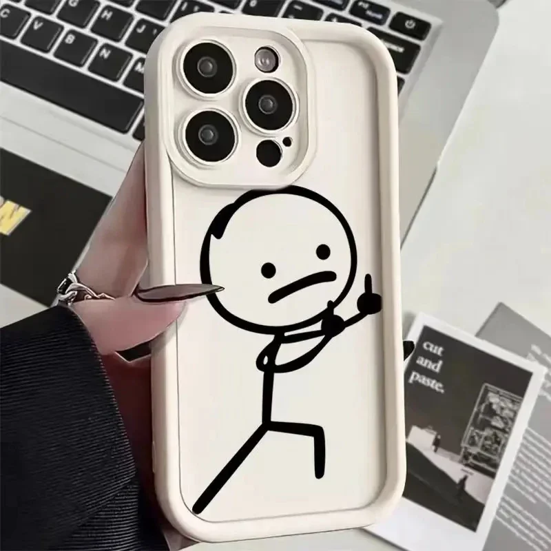 Cartoon Matchman Soft Phone Case For iPhone 14 15 Pro Max Plus 13 12 11 Pro Case XS Max X XR 7 8 Plus SE 2022 Shockproof Cover