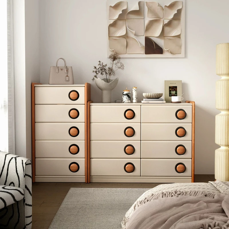 Solid Wood Chest of Drawers Dopamine Drawer Cabinet Bedroom Wall Mounted Storage Bed End Cainet Living Room