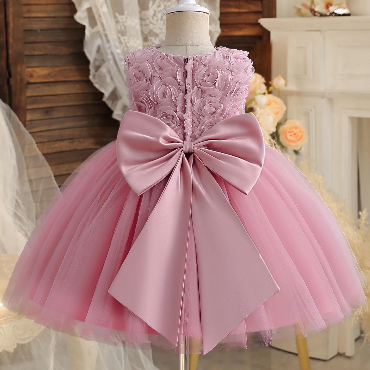 Elegant Princess Party Dress Flower Girl Dresses for Wedding Toddler 1st Birthdap Christening Dress Newborn Christmas Prom Gown