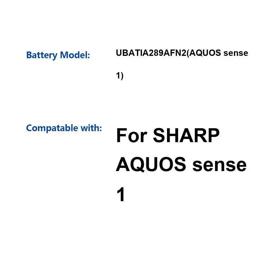 

Аккумулятор мобильного телефона 2700 мАч для Sharp Aquos Sense 1 UBATIA289AFN2, долговечный