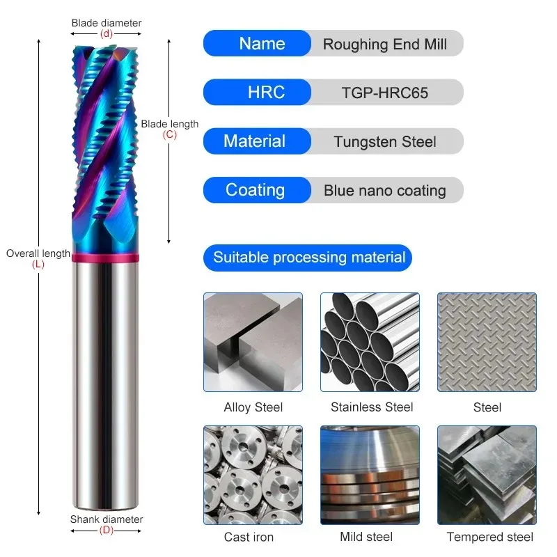 SHAZAM 4-schneidiger farbiger Ring Wolframstahl Hartmetall Schruppfräser Nano-Beschichtung für Aluminium/Stahl-Schaftfräser CNC-Werkzeuge – Detail 1