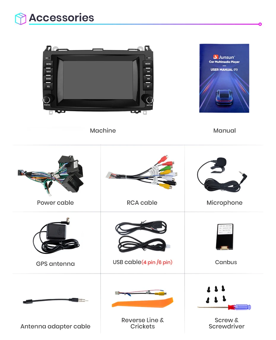 Junsun android auto radio für mercedes benz b200 klasse sprinter w906 viano vito w639 carplay auto multimedia gps 2din autoradio – Detail 31