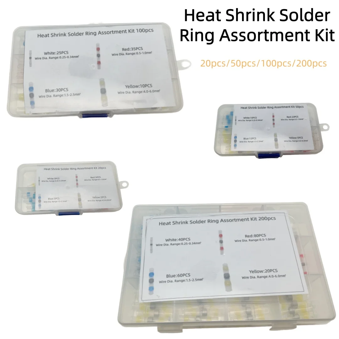 

Heat Shrink Solder Ring Assortment Kit 20pcs/50pcs/100pcs/200pcs