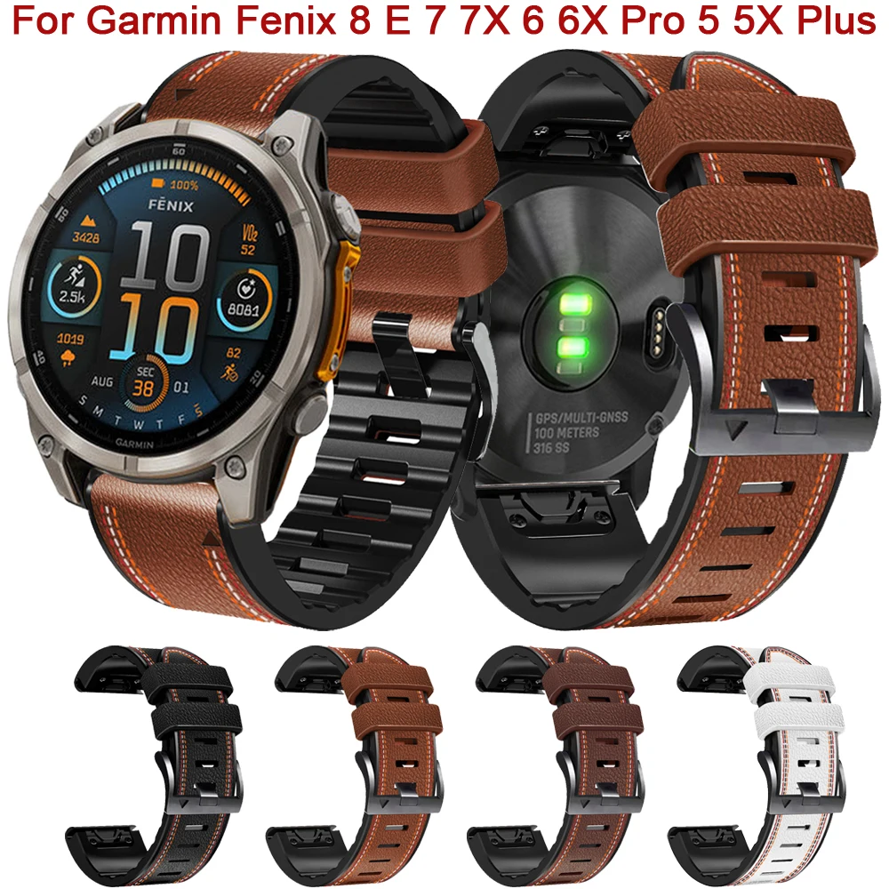 

Strap 26mm 22mm For Garmin Fenix 8 E 7 7X 6 6X Pro 5 5X Epix Pro Gen 2 47mm/51mm 955 945 Quick Fit Smart Watch Leather Bracelet