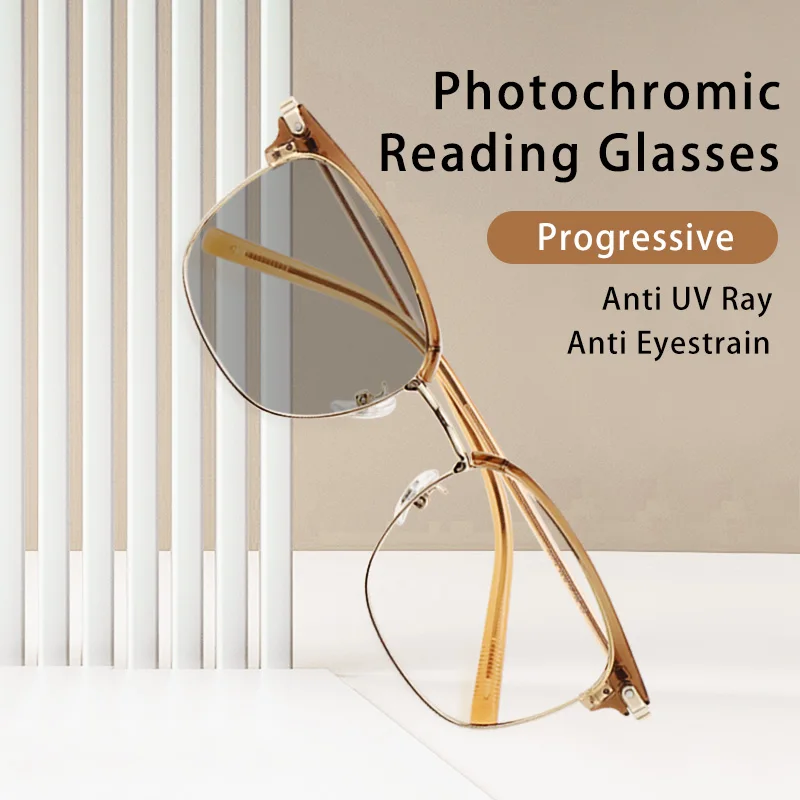 

Photochromic Progressive Multifocus Reading Glasses Transition Sun Readers Reading Sunglasses for Men Women Stylish Cheaters