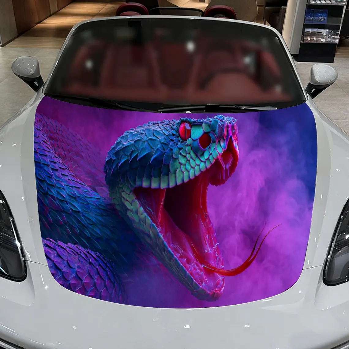 

Terrifying Purple Snake Car Hood Stickers - Self-Adhesive, Waterproof and Durable Vinyl Wrap, Decorate And Protect Your Car - Th