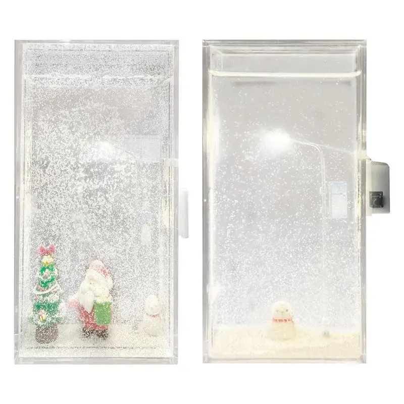 Snow Scene Street Light Christmas Small Night Light Contains snowman Santa Claus Christmas Snow Scene Nightlight Desktop Decor