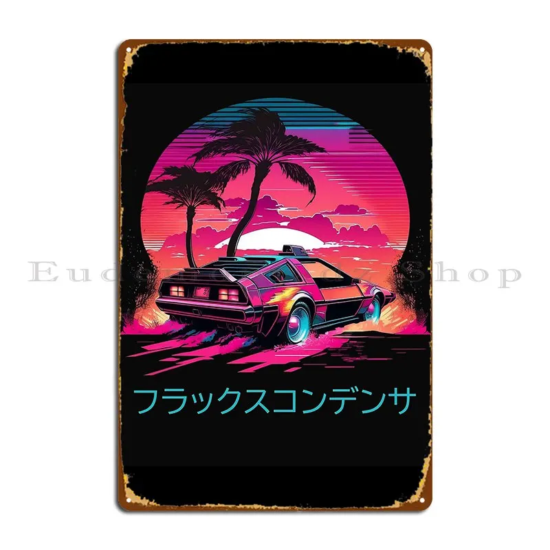 Synthwave Flux Capacitor Metal Plaque Poster Cave Wall Mural Designing Designing Garage Tin Sign Poster