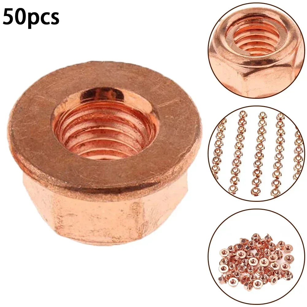 50PCS Car Exhaust Manifold Lock Nuts Copper Plated M8x1.25 Fit For BMW 2024 Hot Sale Brand New And High Quality