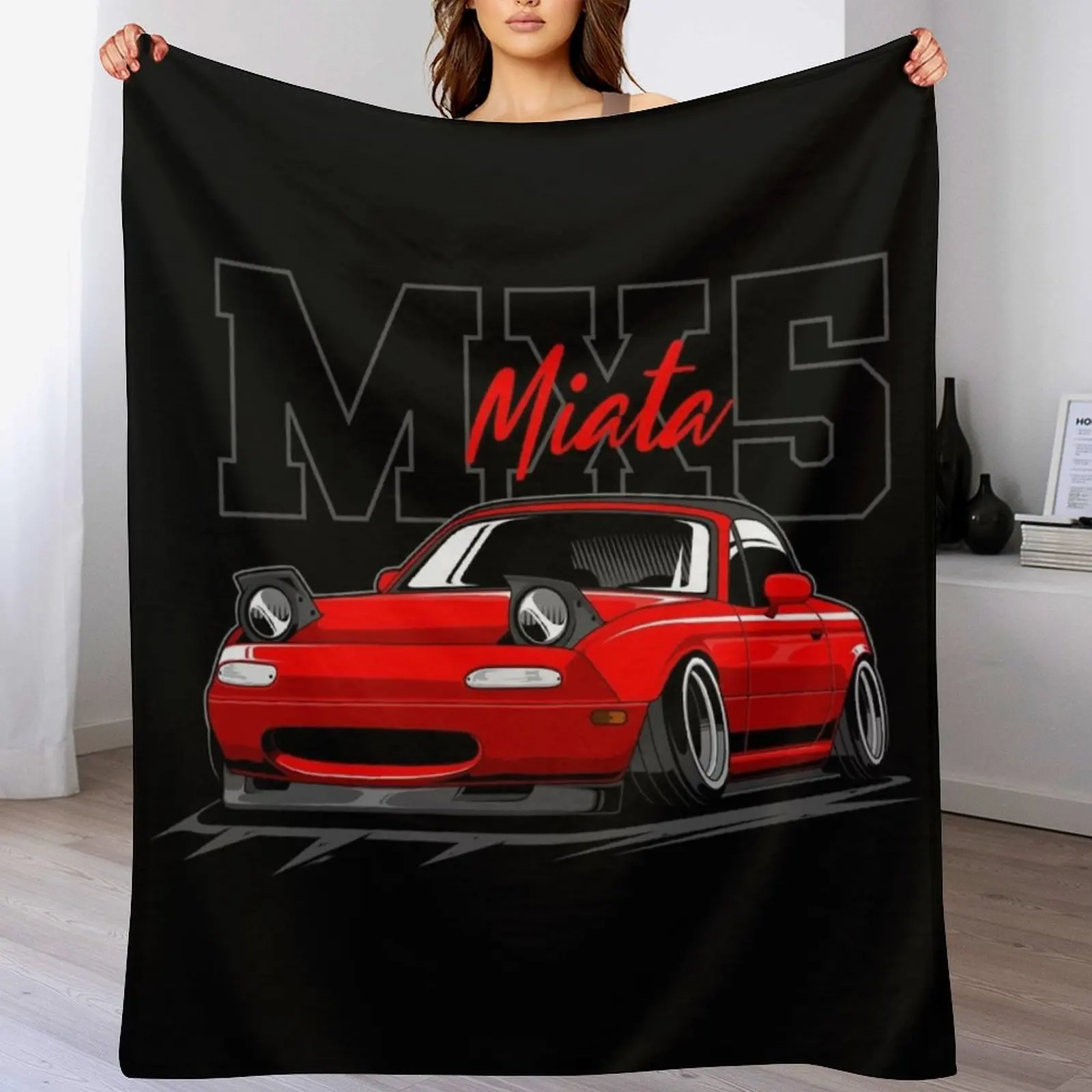 

red miata jdm car Throw Blanket Bed Bed covers Stuffeds wednesday Blankets