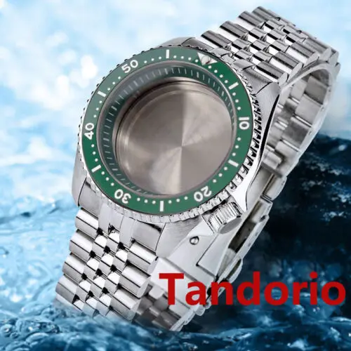 Tandorio 41mm Sapphire Glass 20ATM Waterproof Mens Diver Watch Case fit NH34 NH35A NH36A SKX007 Automatic Movement Ceramic Bezel
