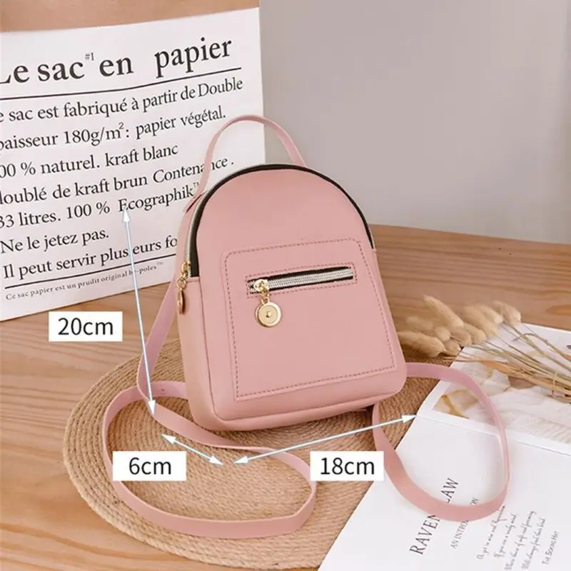 Mini mochila de viagem impermeável para mulheres, mochila pequena Pu, zíper, bolsa de ombro, escola, menina, mulheres