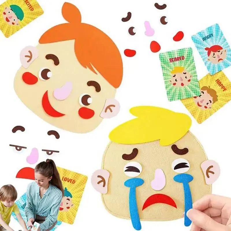 Social Emotional Learning Toys Multiplayer Felt Stickers Kit Game Non-woven Fabric Children's Expression Facial Feature stickers