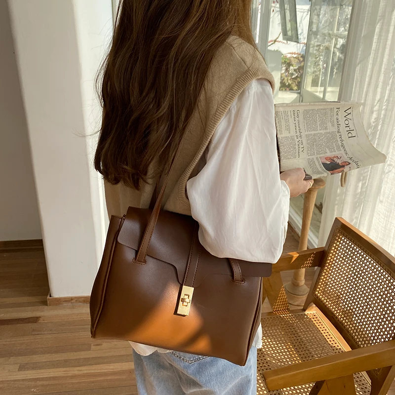 

ILIND Hong Kong Large Capaci Vintage Tote Bag Single oulder Commuter Bag to Work Bag Bag Soft Leather Handbag