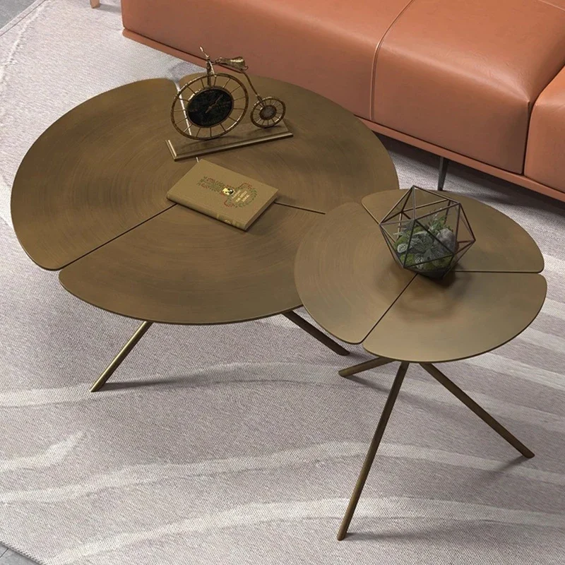 

Living Room Furniture Italian Minimalist Round Side Coffee Table Petal Combination Corner Stainless Steel Desk Coffee Tables