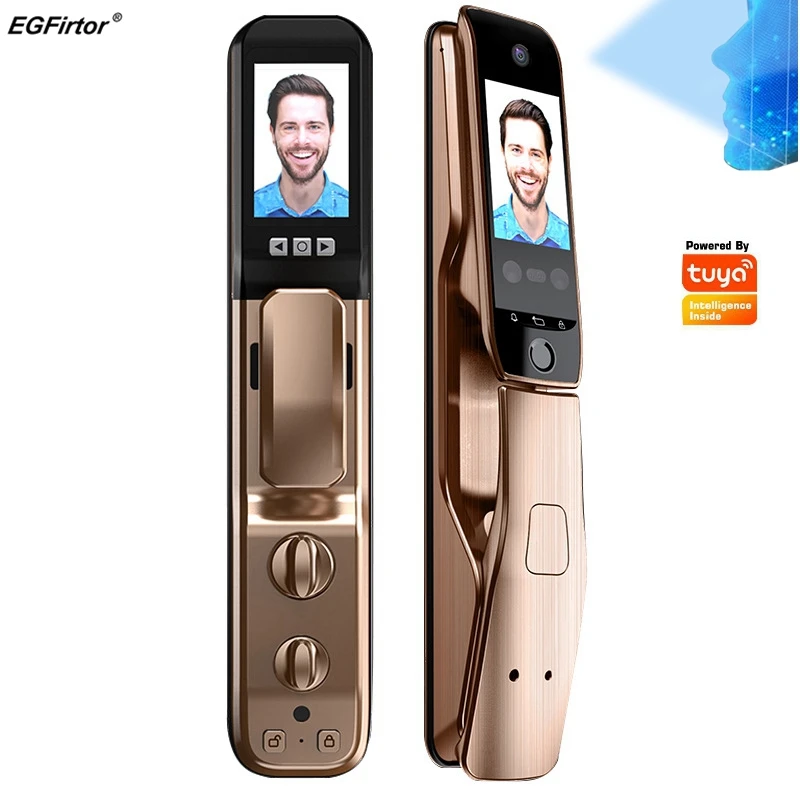 Fingerprint 3D Face Recongintion Fingeprint Smart Door Lock Tuya Wifi APP Remote Control Digital Lock Keyless Touch Screen