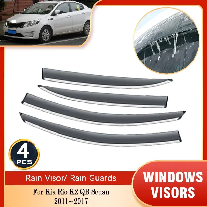 Rain Sunshade Window Visor For Kia Rio K2 QB Sedan 2011~2017 Windshield Deflectors Protective Accessories Side Window Vent visor