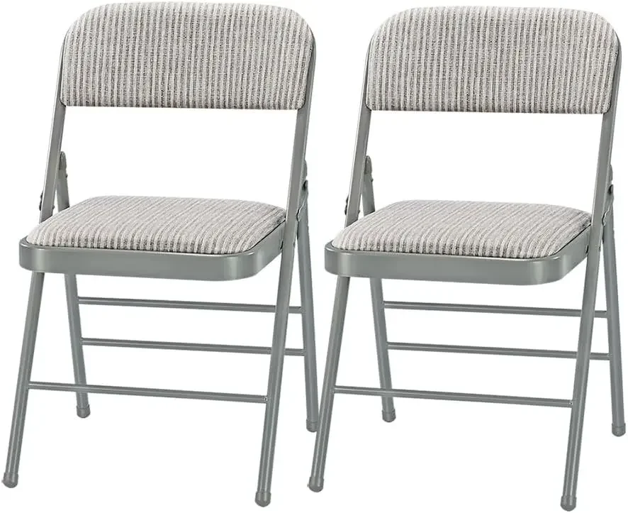 

Pack of 2 (Fabric/Vinyl) Steel Frame Metal Foam Padded Folding Chairs (Black, Gray, White) (2-Pack - Fabric White)