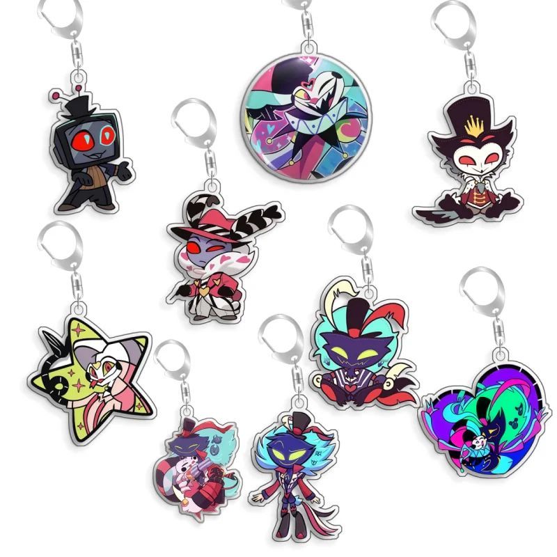 

Hazbin Hotel Vortex Blitzo Fizzarolli Acrylic Selfmade Keychain Cute Backpack Pendant Key Chain Game Fans Gift Ornaments 5cm