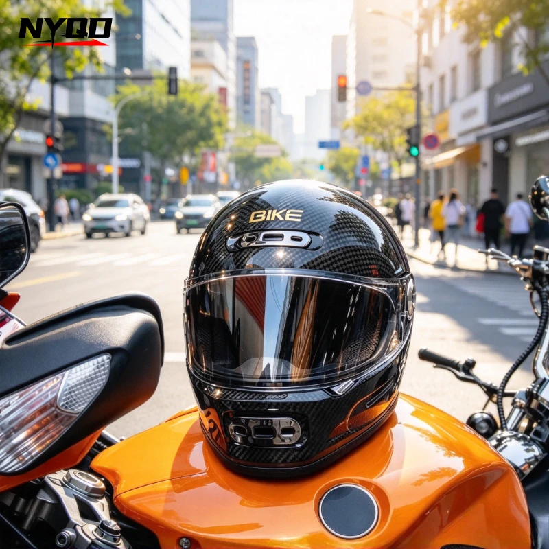 Carbon Fiber Full Face Retro Motorcycle Helmet DOT Certified Anti-glare Visor Winter Street Racing Motorbike Capacete Helm
