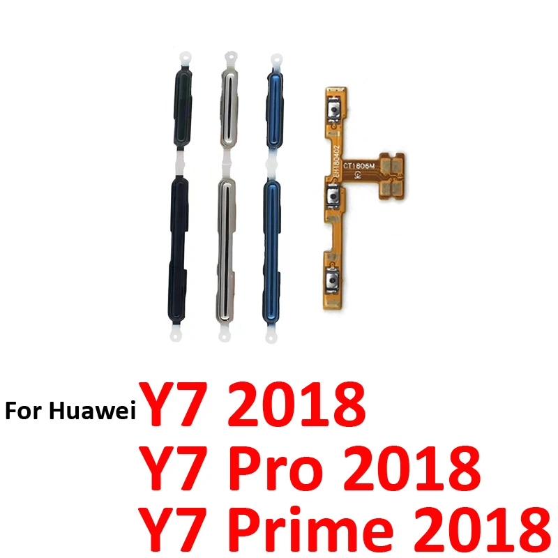 For Huawei Y7 2018 Phone Power Volume Button On Off Up Down External Key Internal Flex Cable Parts For Y7 Prime Pro 2018 Black