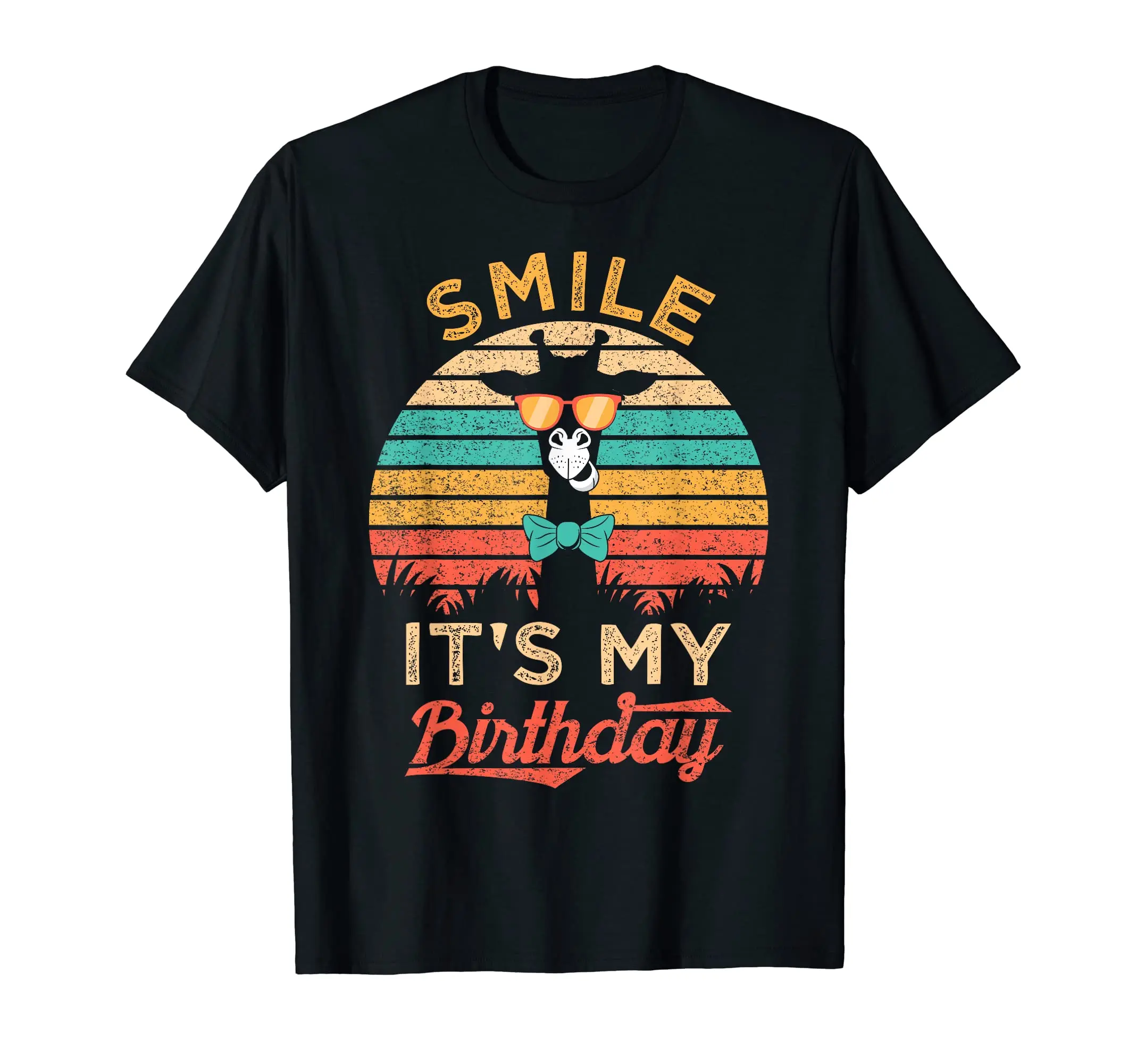 Smile It's My Birthday Funny Giraffe Glasses And Bow Tie T-Shirt Classic Logo T Shirt and Stickers, Unisex Adult T Shirt