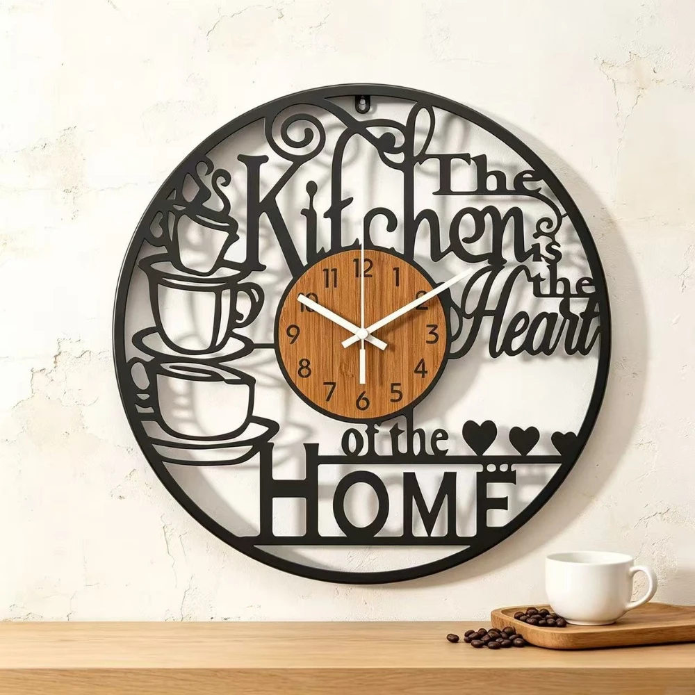 16 Inch Iron Wall Clock 40cm Silent Non-Ticking Metal Wall Watch Modern Home Decoration Wall Art for Living Room Kitchen