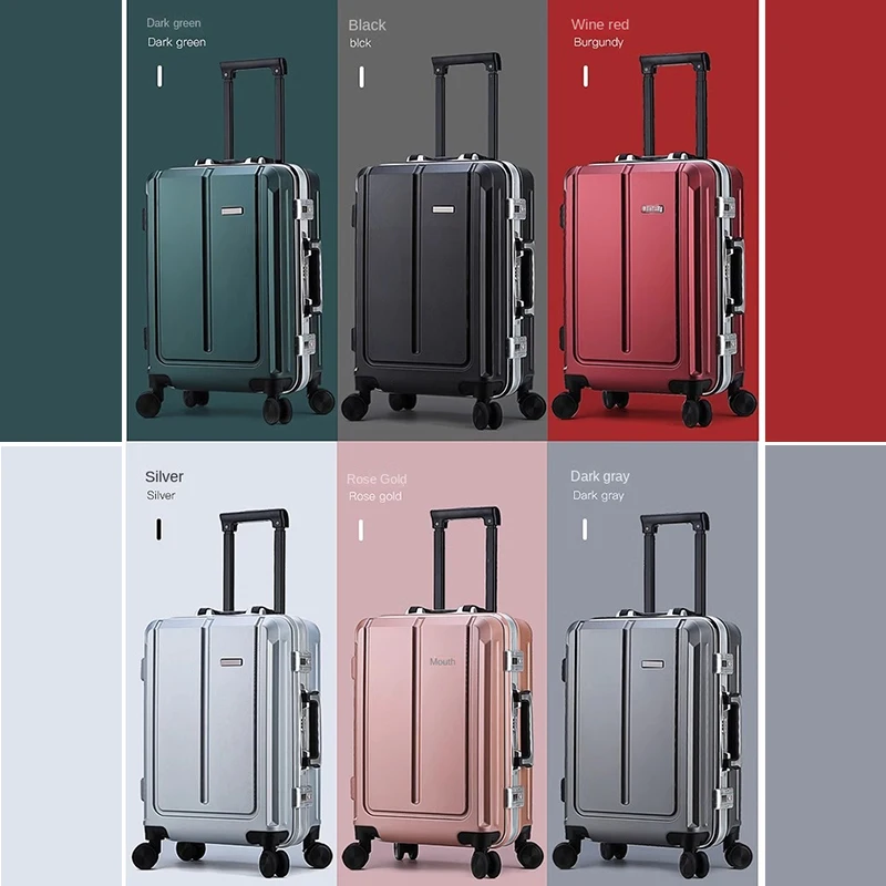 Business Aluminum Frame Trolley Case, Bagagem Masculina e Feminina, 24 "Bagagem, 20" Bagagem de Embarque, 26 "Grande Capacidade