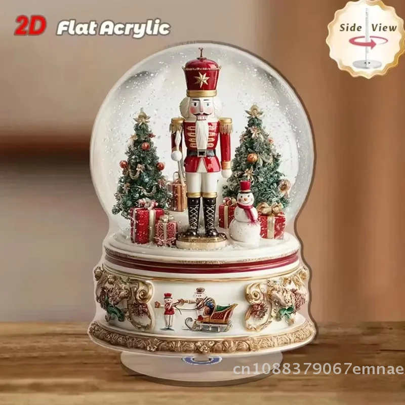 2D الاكريليك الشتاء دُولابٌ دَوّار مع 360 دوران سنو هاوس عيد الميلاد مهرجان سطح المكتب زخرفة ل 2026 عيد الميلاد نافيداد هدية حفلة #4