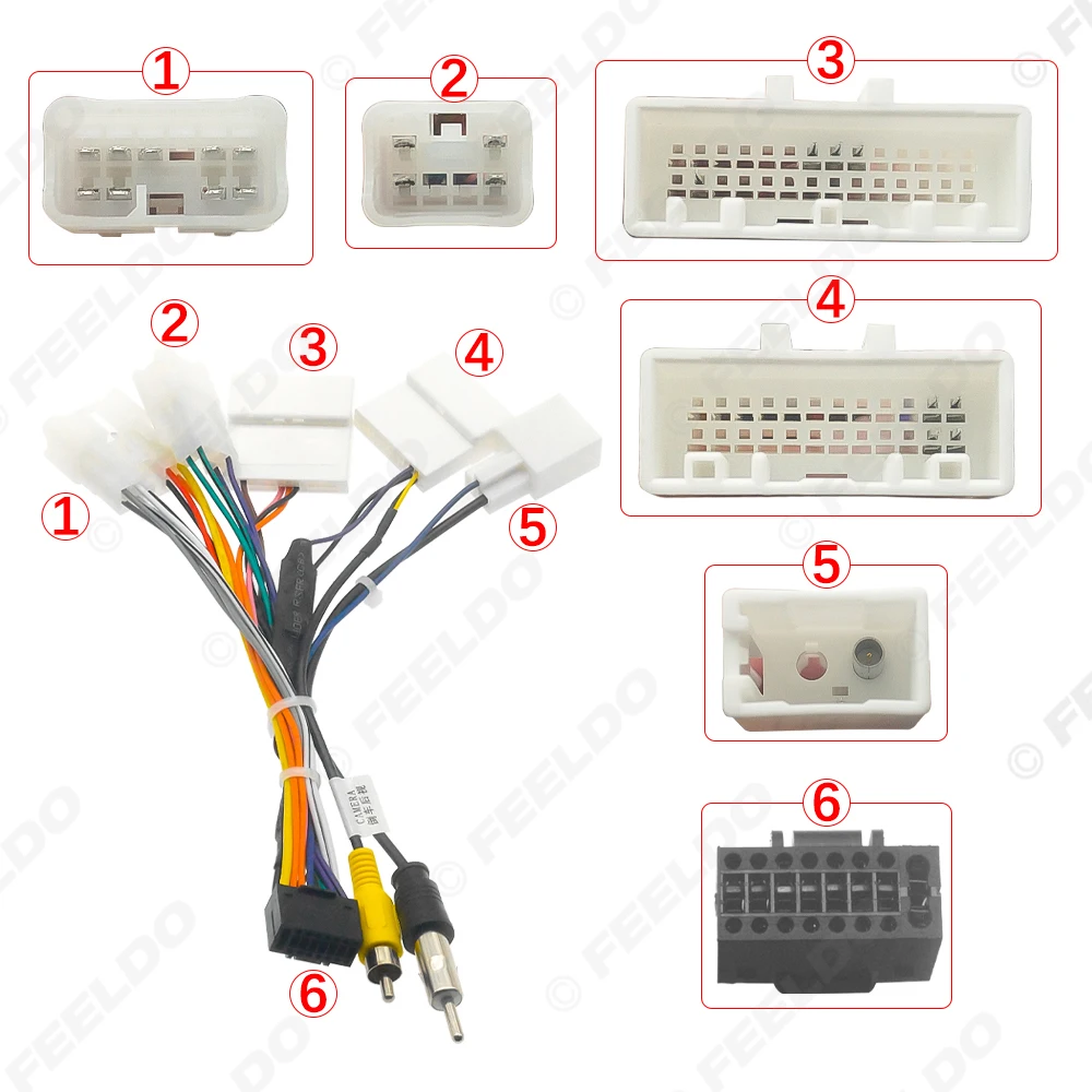 FEELDO-Cable de alimentación de 16 pines para coche, adaptador de arnés de cableado para Toyota 2017, Cable de unidad principal de instalación # HQ1019