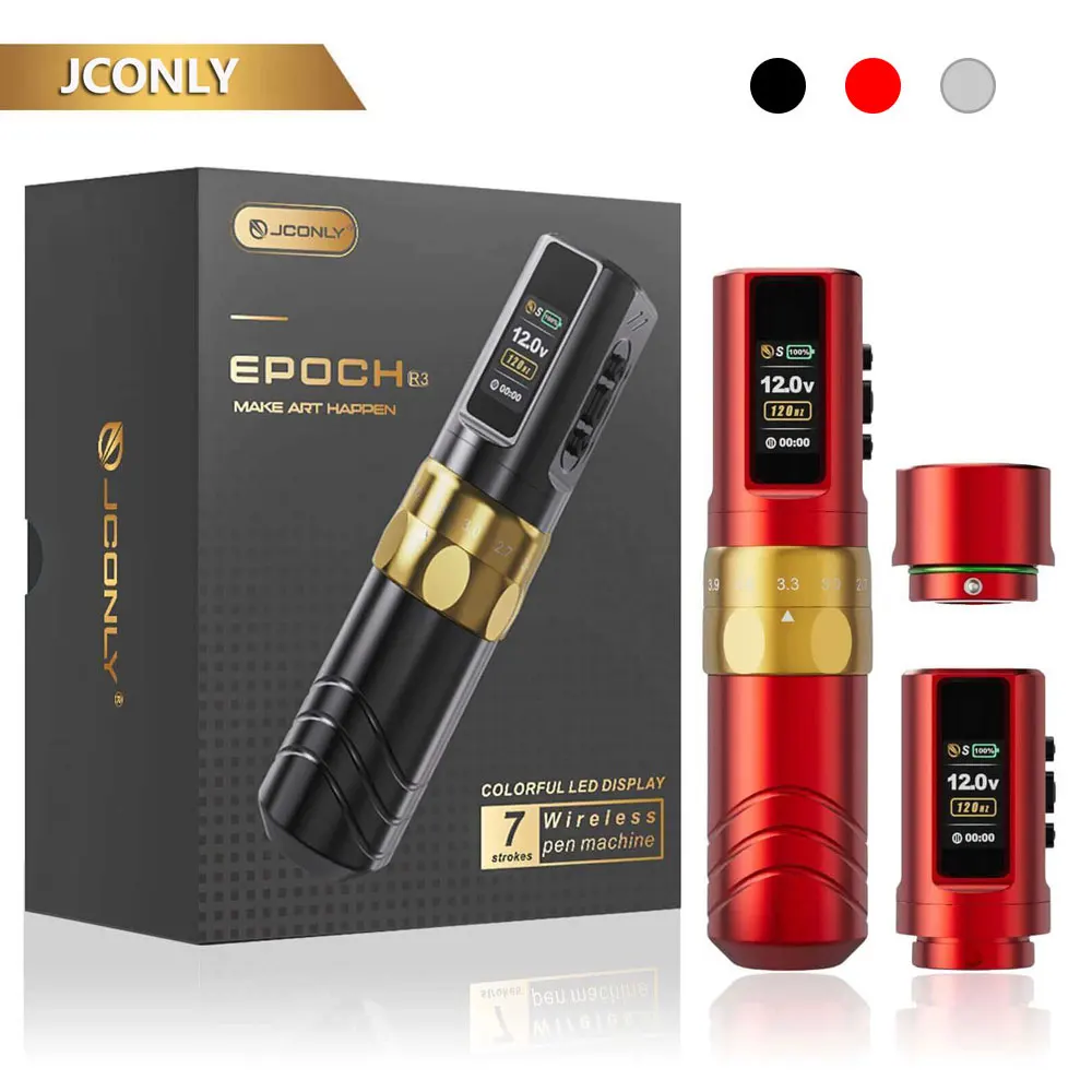 

JCONLY EPOCH Tattoo Wireless Machine Pen Adjustable Strokes Wireless Tattoo Pen with 2 Batteries for Senior Tattoo Artists