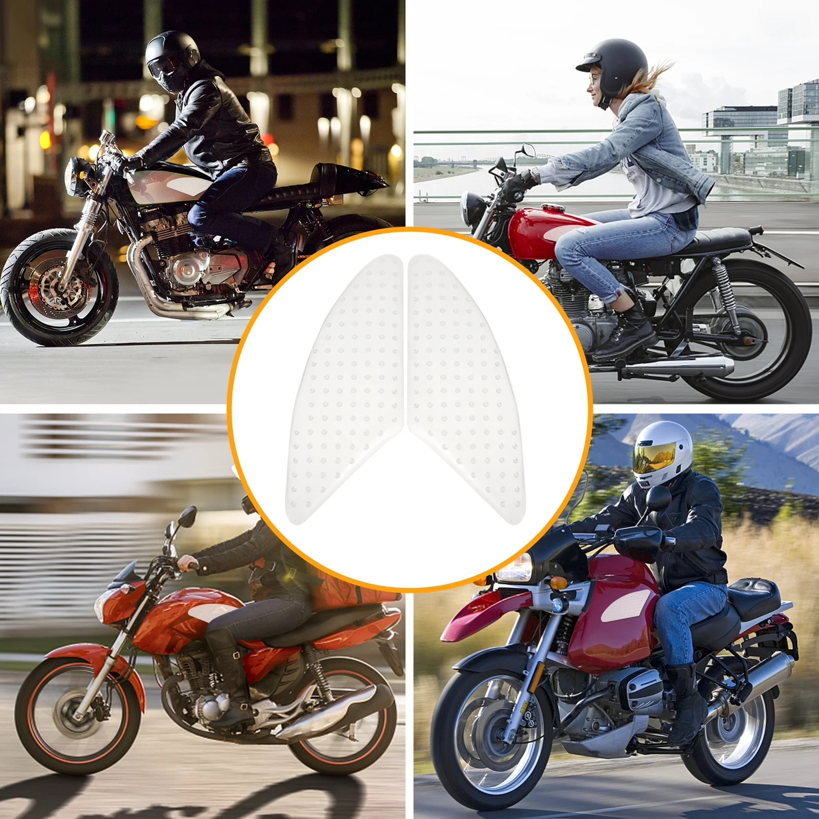

2pcs Fuel Tank Pads Oil Tank Anti-Slip Sticker Premium Rubber Traction Pads For Motorcycle Protection Debris Stones Glass