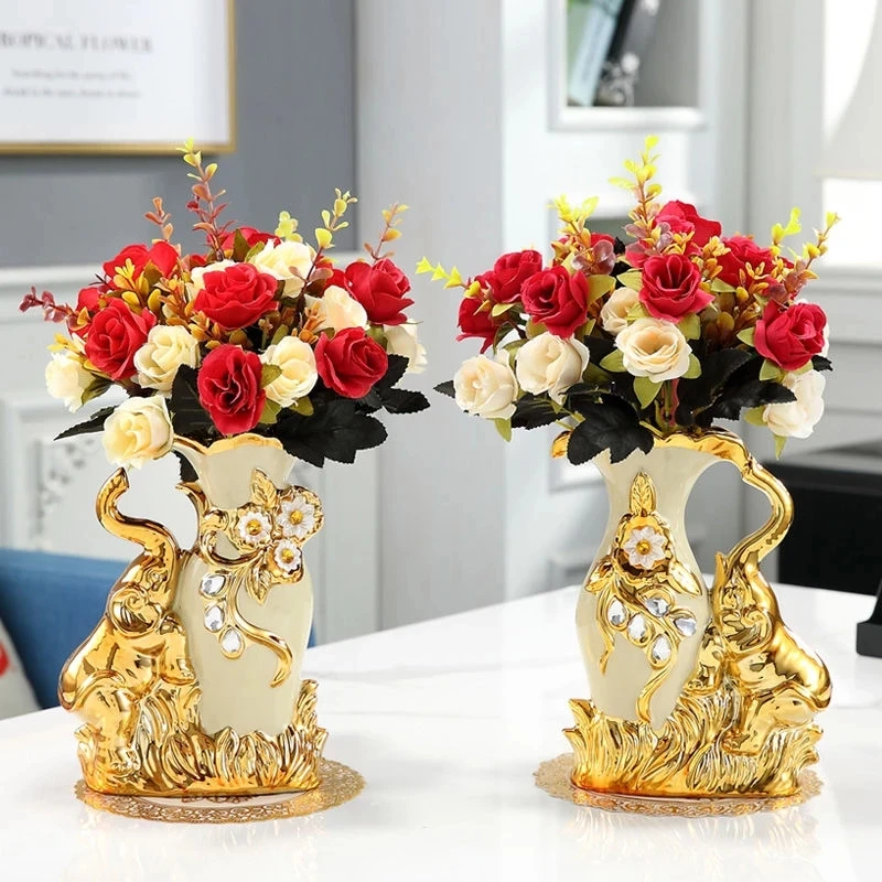 Modern Minimalist Home Living Room Entrance Gold Glass Vase Light Luxury Wind Desktop Flower Container Decorations Ornaments