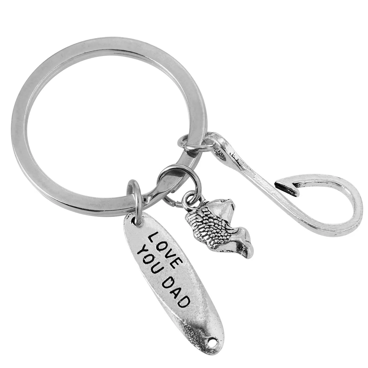 Love You Dad Stainless Steel Key Ring Pendant Elegant Fashionable Gift for Pilot Daily Use Key Chain Tags Supplies