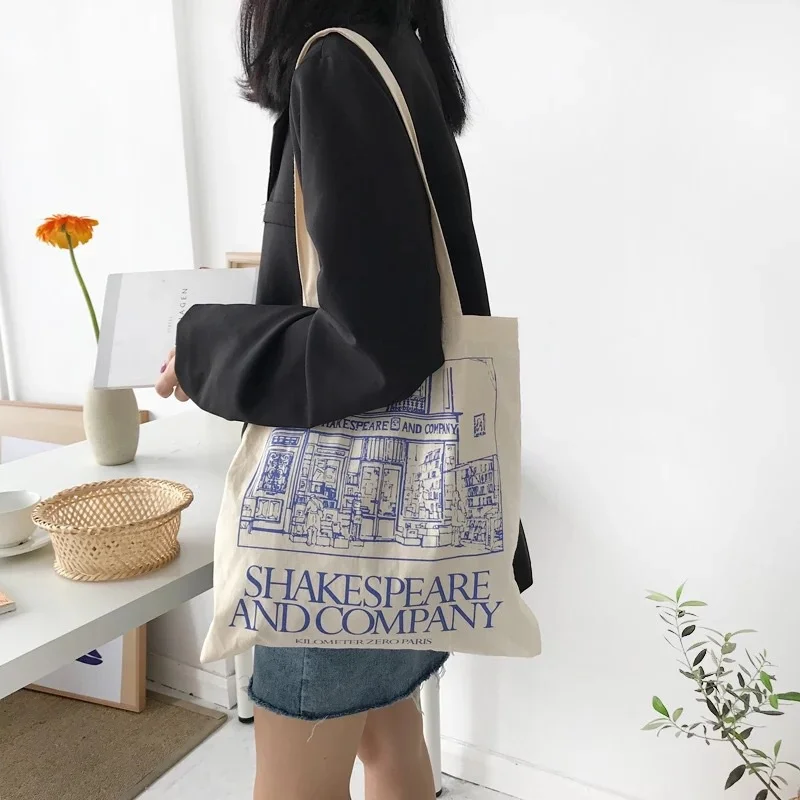 Canvas bag Cotton bag grocery handbag Foldable Fabric tote bag portable bags Canvas shopping bags for woman Cloth organizer bags