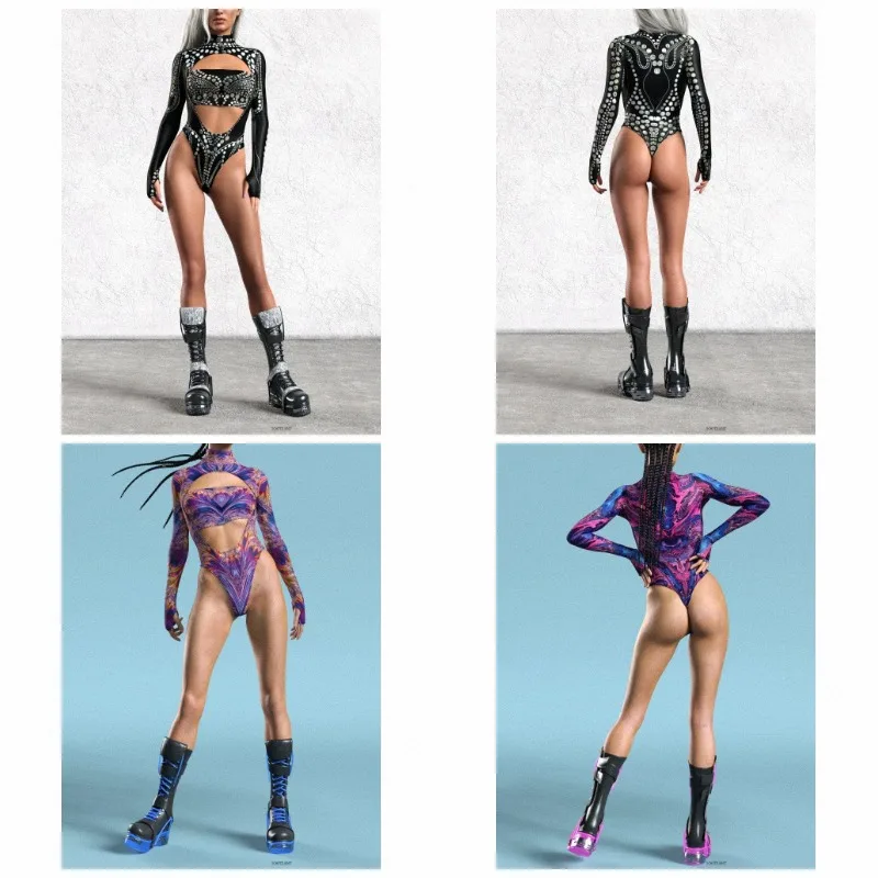 Image of Schwarz gestreifter, figurbetonter Badeanzug für Erwachsene Damen – Einteiler für Karneval, Festival, Party, Bühnenauftritte – Neu