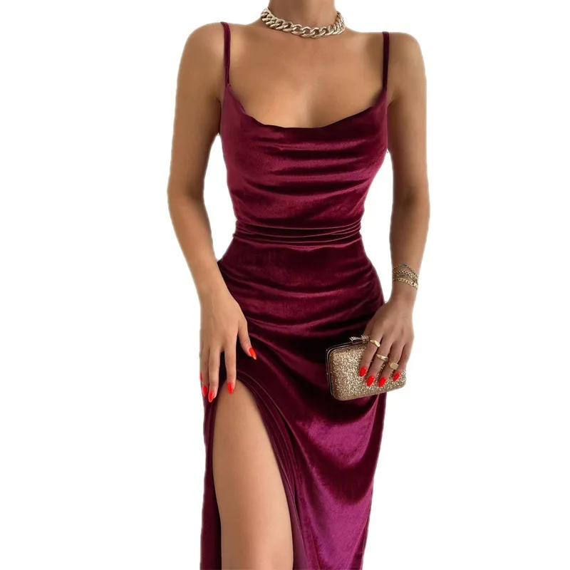 Abito Midi Bodycon Senza Maniche con Spacco, Collezione Primavera Estate 2026, Sexy con Spalline Sottili, Ideale per Feste, Spiaggia e Serate Eleganti