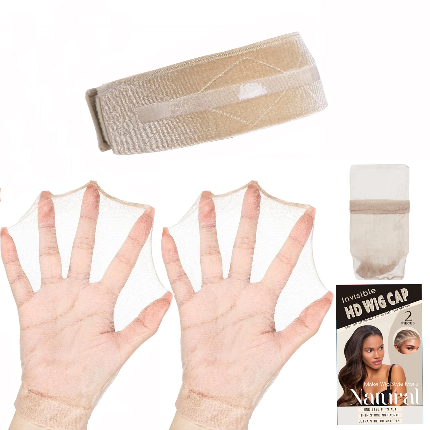 

1Pack Velvet Wig Grip Band with2 HD Wig Caps, Adjustable No-Slip Headband Keeping Hairpieces in Place,forBeginners & Daily Use