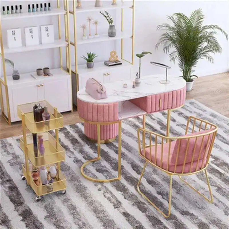 

Metal Exquisite Manicure Tables Nordic Modern Make Up Marble Nails Designer Luxury Golden Tavolo Manicure Furniture HD50ZJ
