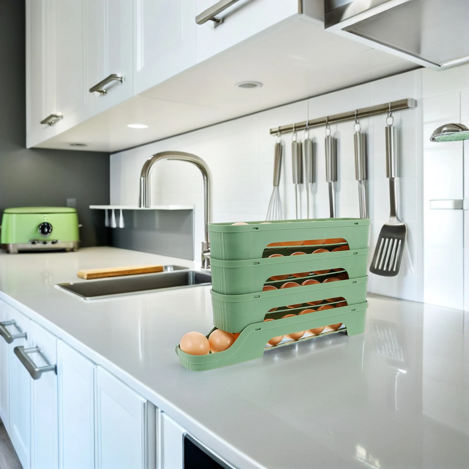 

Egg Storage Box Plastic Holder Fridge Container Rack for Refrigerator Tray Organizer