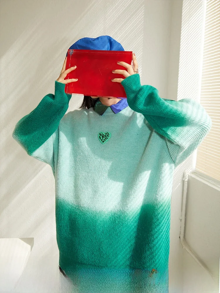 

Свободный свитер оверсайз для женщин, пуловер с круглым вырезом, в стиле Lazy Sle Forest, цвета Light Ink, модный осенне-зимний свитер для девушек