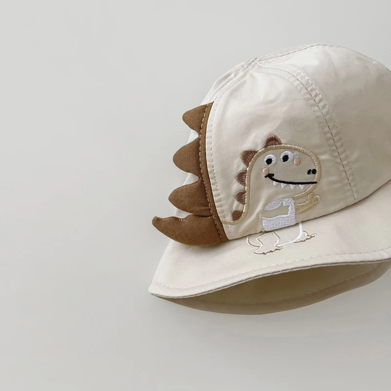 Simpatico dinosauro bambino pescatore cappello cartone animato bambini protezione solare ciotola cappelli 3-18 mesi ragazzo ragazza visiere in cotone sottile solido bambino bacino cap