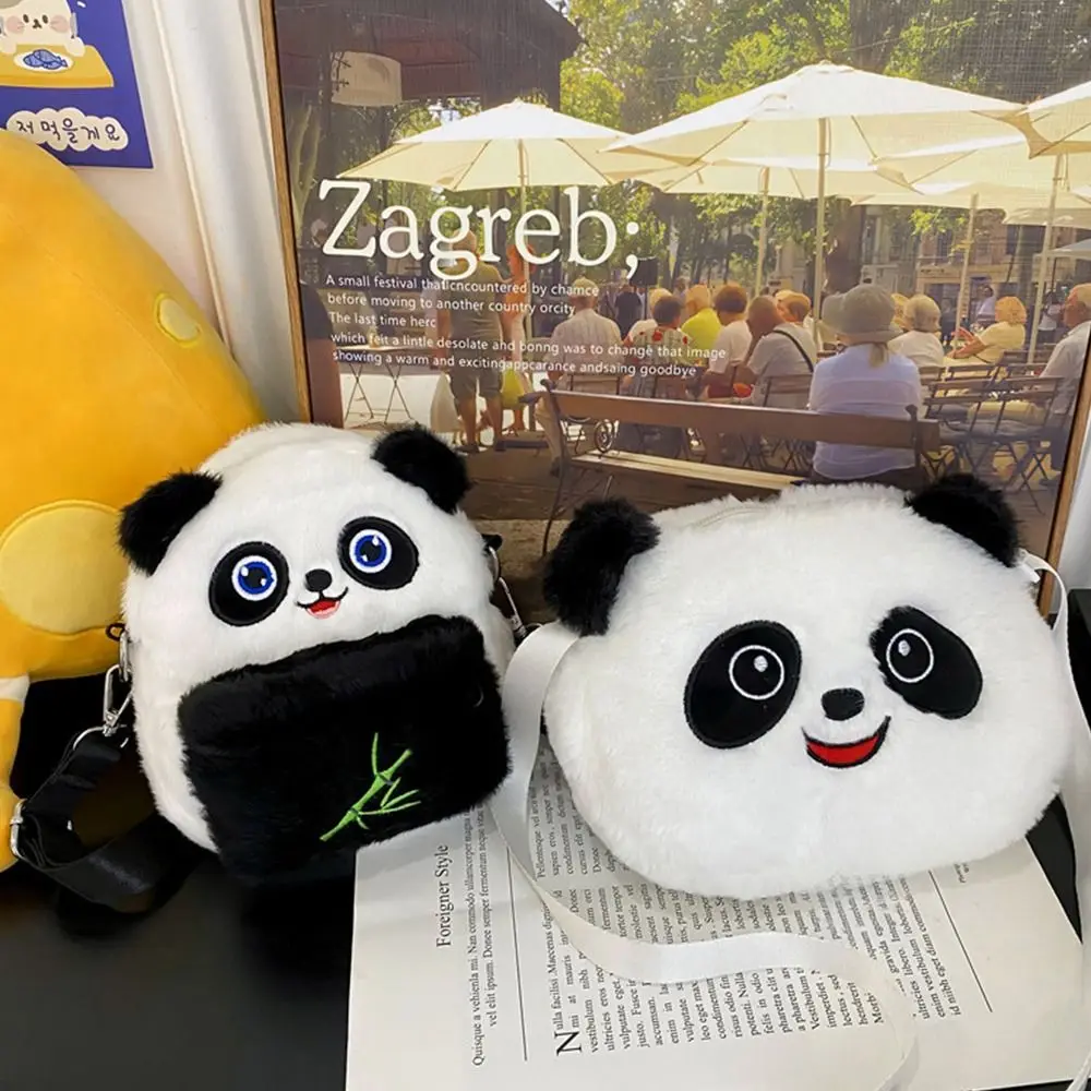 Cartoon Panda Crossbody Bag New Children's Gift Travel Purse Mobile Phone Pouch Plush Shoulder Bag Women Bag