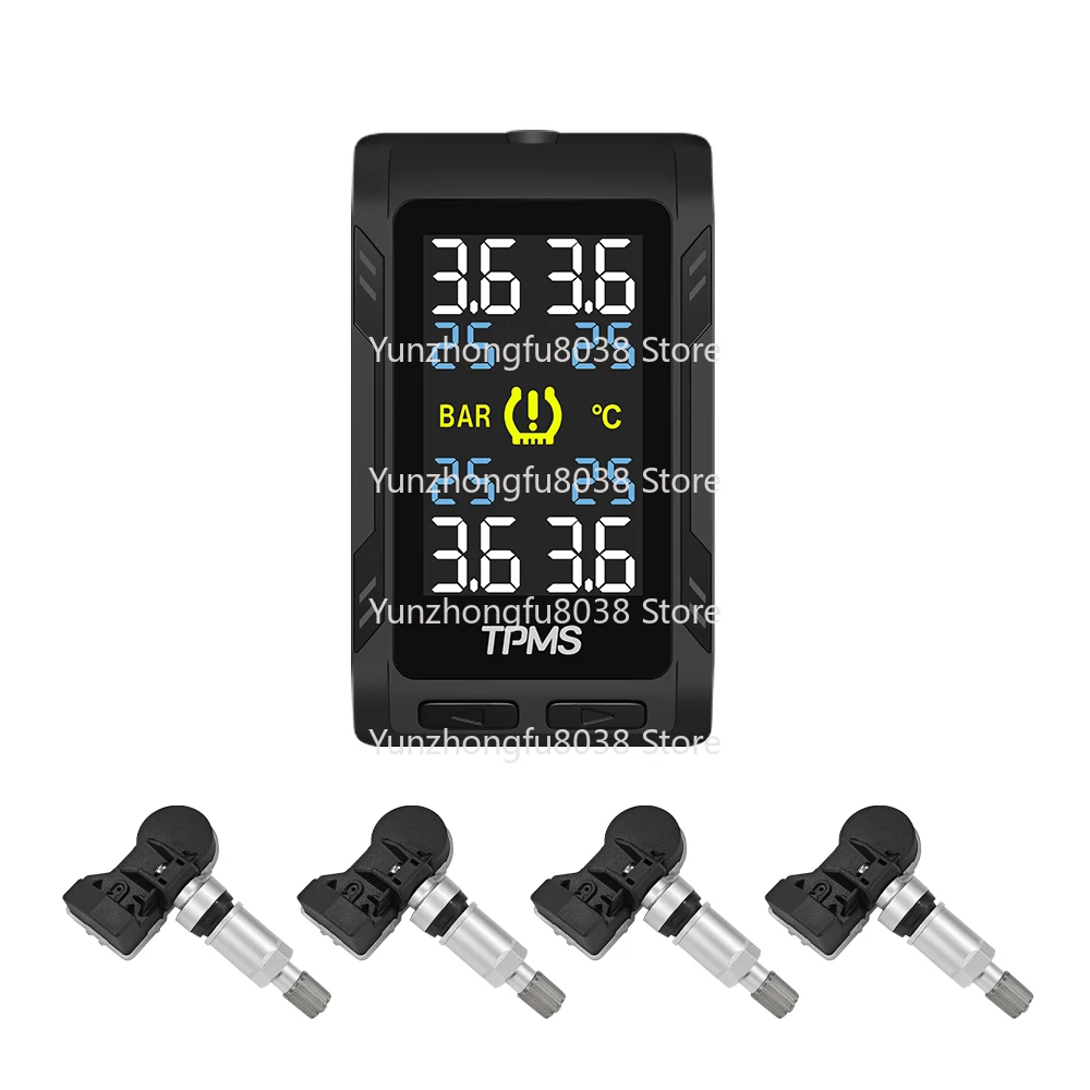 ثنائي الطاقة ACC USB TPMS رقمي عالمي مع أجهزة استشعار مدمجة نظام مراقبة ضغط الإطارات اللاصق في الوقت الحقيقي