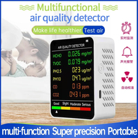 6 in 1  Air Quality Detector Household CO2 TVOC CO HCHO PM10 PM2.5 Monitor Office Wall Hanging LCD Display Air CO2 Detector