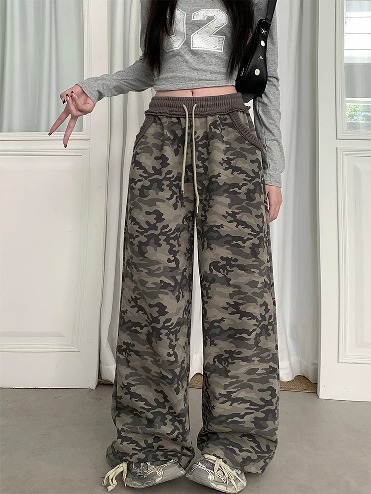 Women Baggy Camouflage Pants Vintage Y2k Sweatpants Harajuku Aesthetic Oversize Pants High Waist Trousers 2000s Fashion Clothes