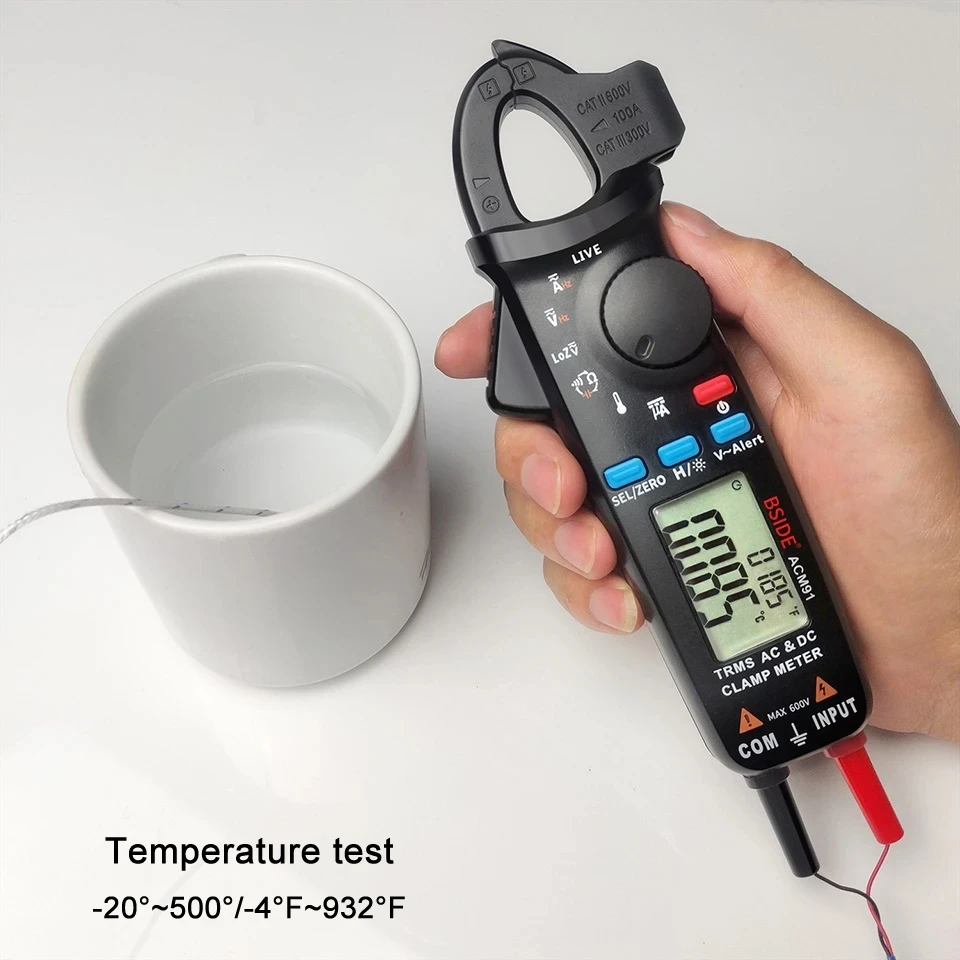 BSIDE ACM91 Digital Clamp Meter Multimeter AC DC Digital Clamp Meter Auto Range Digital Ammeter Temp Capacitor Ohm Hz Tester