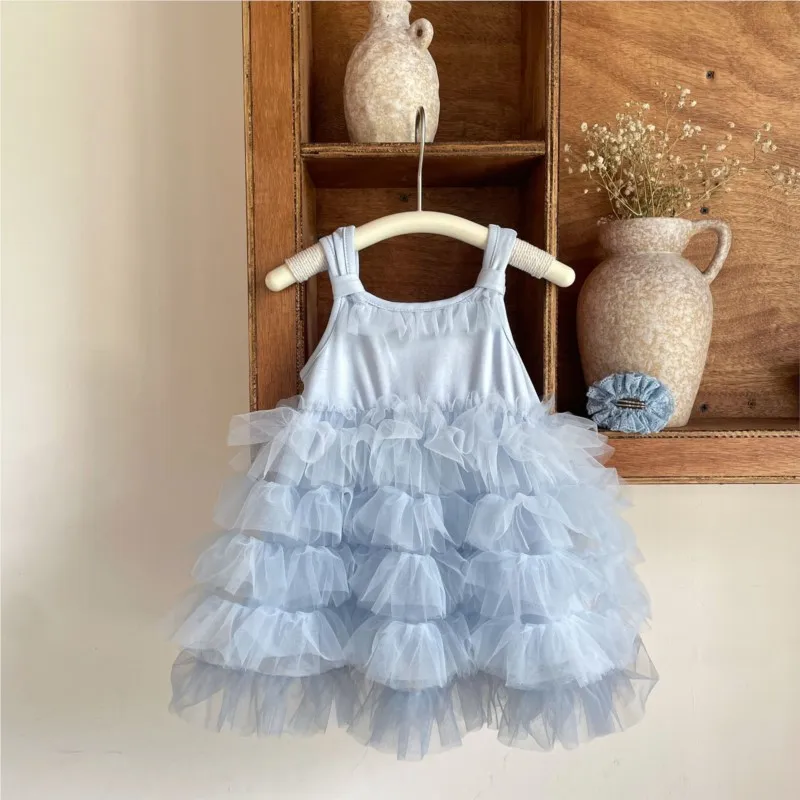 Newborn Baby Girl Princess Layered Tutu Dress Sleeveless Infant Toddler Child Vintage Tulle Vestido Summer Baby Clothes 0-2Y